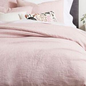 West Elm Belgian Flax Linen Fiber Dyed Duvet Cover, King, Vintage Rose
